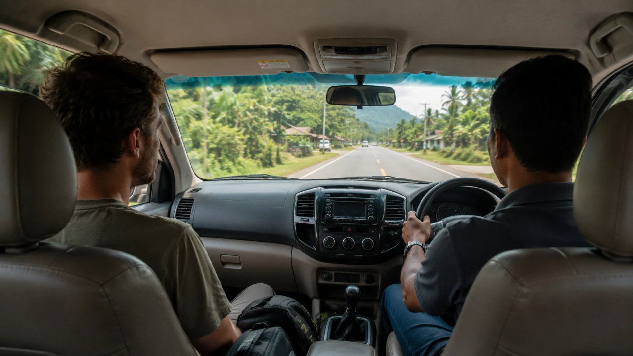 Road journey from Medan to Bukit Lawang in North Sumatra